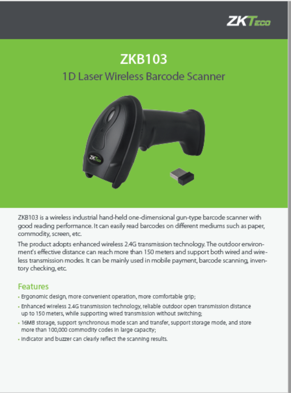 1D Laser Barcode Scanner